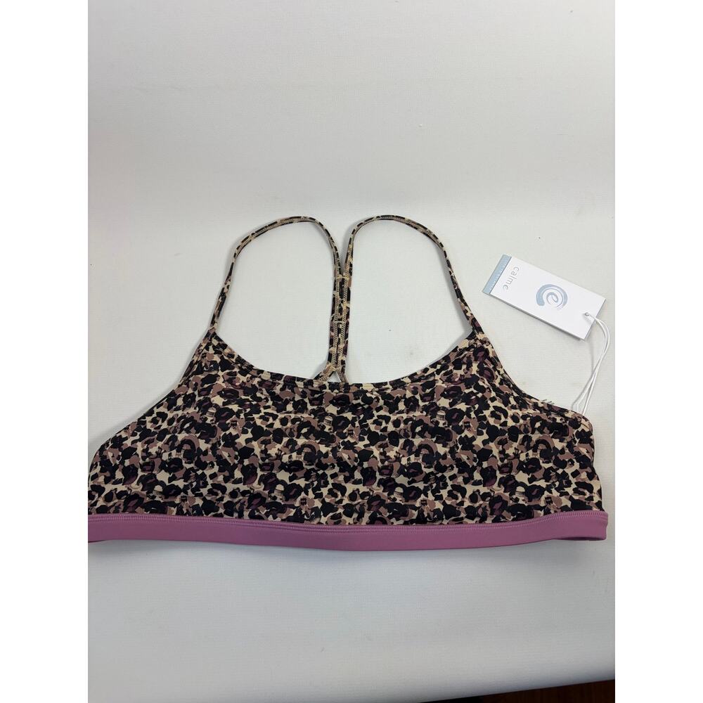 Calme Johnny Was Endurance Cross Back Sports Bra Mauve Leopard Print NEW XXL